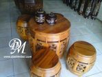 Set Meja Teras Gendang Bundar Ukir