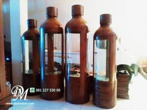 Lemari Botol Hias Kayu Jati Minimalis